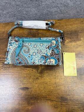 Lemon Hill Blue Paisley Quilted Wristlet Wallet With Crossbody Strap